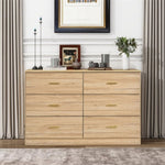 ZUN Modern Natural 6-Drawer Dresser for Bedroom - Ample Storage Wide Chest of Drawers, Sturdy & Safe W1785P178138