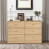 ZUN Modern Natural 6-Drawer Dresser for Bedroom - Ample Storage Wide Chest of Drawers, Sturdy & Safe W1785P178138