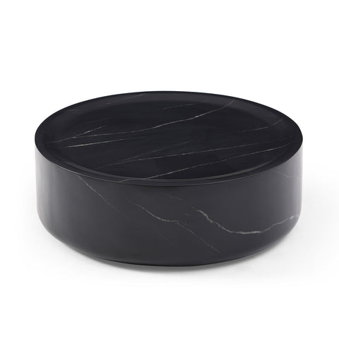 ZUN 35.43'' Black Marble Round Coffee Table,Simple Modern Center Cocktail Table for Living Room W876P154757