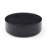 ZUN 31.49'' Round coffee table,Sturdy Fiberglass table for Living Room, No Need Assembly,BLACK W876P154743