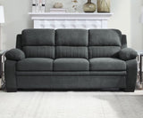 ZUN Comfortable Plush Seating Sofa 1pc Dark Gray Textured Fabric Channel Tufting Solid Wood Frame Modern B011122284