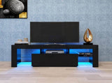 Black TV Stand with LED RGB Lights,Flat Screen TV Cabinet, Gaming Consoles - in Lounge, Living W33115870