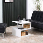 ZUN Coffee Tables for Living Room Modern Black Coffee Table with S-Shaped 3 Tiers Open Storage Shelf 35647212