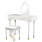 ZUN 40" Modern Vanity Table Set with Mirror Touch Screen Lighted Mirror, Dressing Table and Cushioned 26718334