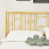 Metal Steel Platform Bed Frame with Iron-art Headboard - Gold W2992P233431