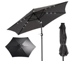 9ft Solar LED Patio Umbrella with Push Button Tilt & Crank, 6 Ribs Waterproof Polyester Outdoor 54326348