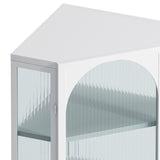 Glass Door Wall Mounted Corner Cabinet with Featuring Four-tier Storage for Bedroom, Living Room, W757130160