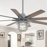 52-Inch Large Ceiling Fan With 8 Plywood Walnuted Blades,Quiet DC Motor,Glass Lampshade,3 W934P359532