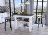 Rockaway 3-Shelf Kitchen Island White and Onix B06280050