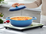 Cast iron 5QT cooking pot - Gradient blue - Includes two silicone gloves - Enamel pot 72431906