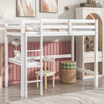 ZUN Twin Loft Bed with built-in desk,White W504P148548