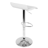 Ale Contemporary Adjustable Barstool in White PU Leather by LumiSource - Set of 2 B202P222268