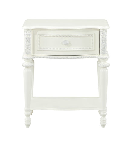 ZUN ACME Dorothy Nightstand w/1 Drawer, Ivory Finish BD02267