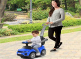 3-in-1 Kids Ride On Push Car for 12-36 Months Removable Handle Anti-Roll Board Horn Music Blue 58900807