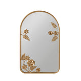 ZUN Arched Metal Floral Wall Mirror B035129256