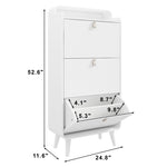 ZUN Modern Arc Design Shoe Cabinet With 3 Drawers,Shoe Storage Cabinet for Entryway,Outdoor,White Finish W760P144072