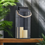 ZUN LARRY 22"H STAINLESS STEEL LANTERN 72177.00BLK