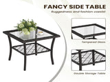 3-Piece Patio Furniture Set, Wicker Outdoor Bistro Set Swivel Glider Patio Chairs x 2 with Cushions, T3623P505190
