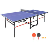 8ft Blue Mid-Size Table Tennis Table Foldable & Portable Ping Pong Table Set for Indoor Games with W1408P324620