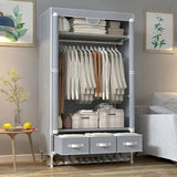 Portable Clothes Closet Rolling Door Wardrobe Hanging Rack Non-Woven Fabric Storage Organizer 89125486