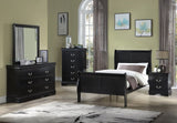 ZUN 1pc Black Finish Five Drawers Louis Philip Chest Solid Wood Contemporary Sleek Ample Storage B011P193098