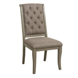 Traditional Classic Style Side Chairs Set of 2 Fabric Upholstery Button-Tufted Nailhead Trim Gray B011P241342
