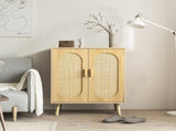 Modern Rattan Shoe Storage Cabinet with Double Doors and Adjustable Shelves, Accent Cabinet for 24395179
