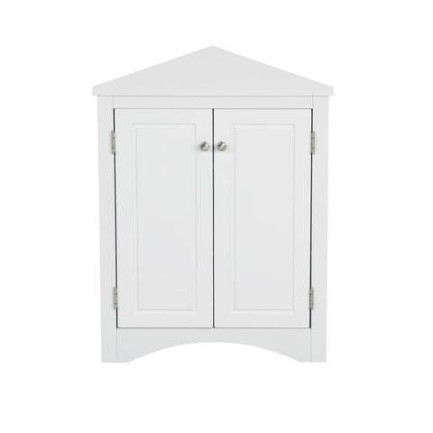 ZUN White Triangle Bathroom Storage Cabinet with Adjustable Shelves, Freestanding Floor Cabinet for Home 88522667