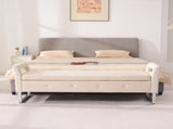 67.91"Wide Velvet Storage Soft Bench with Armrests for Living Room, Entryway and Bedroom. Beige W3118P272638