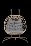 ZUN 2 Person Outdoor Rattan Hanging Chair Patio Wicker Egg Chair W874P146262