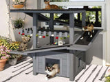 4 Tiers Outdoor Cat House Weatherproof Cat Tree Tower with Waterproof Roof and 2 Doors , Feral Cat 85852645