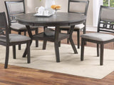 Dining Room Furniture Gray Oak Rubber wood MDF Round Table 1pc Table w Shelve B01156000