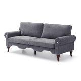 80-Inch Modern Velvet 3 seat Sofa with Wooden Legs & Crystal button and Copper Nail, Tufted W1117P268793
