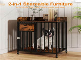 2-in-1 Dog Crate Furniture with Thickened Metal Tubes, Lockable Wheels Pet Kennel for Small Dogs 42924920