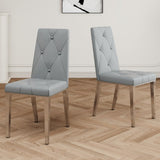 Modern simple light luxury dining chair Grey chair Home bedroom stool back PU electroplated chair W210122522