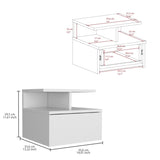 ZUN Adele Floating Nightstand , End Table, Side Table Drawer, Open Top Shelves -White B20092133