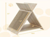Multi-Functional Cat Scratcher - 18.5"x12"x21", Scratching Surface, Tunnel & Wooden Lounge 22813300