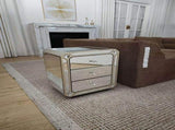 Champagne Gold Mirror Three Drawn Cabinet,Modern End Side, Mirrored Nightstand, Mirrored Side W1005P562320
