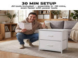 2/4-Drawer Dresser with Metal Frame & Wood Top, Fabric Storage Organizer, White 57610380