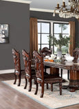 Traditional 2pcs Side Chairs Brown Cherry Leatherette Seats Faux Wood Carved Details Formal Solid B011P234703