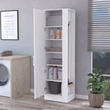 Clarno Tall Storage Cabinet, Single Door with Broom Hangers B128P148688