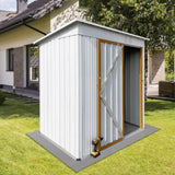 ZUN Metal garden sheds 5ftx4ft outdoor storage sheds white+yellow W135064976