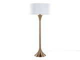 65" Contemporary Metal Floor Lamp in Matte Golden Bronze Metal and White Linen B202P223994