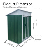 5X3 Feet Small Mini Outdoor Storage Sheds Pent Roof Green With Aluminum Alloy Frame And Sliding Door W2794P281157