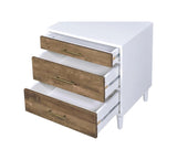 Two-tone Finish Nightstand with 3 Drawers, White and Weathered Oak B016P256489