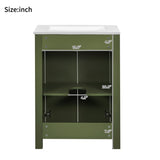 24" Vintage Style Small Bathroom Vanity with Ceramic Sink, 2 Soft-close Doors, Adjustable Shelf N729P292015F