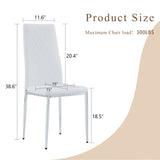 Modern White PU Dining Chairs Set of 4 - Diamond Quilted High Back Design with Silver Chrome Metal W2920P269762
