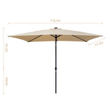 ZUN Outdoor Patio Umbrella 10 Ft x 6.5 Ft Rectangular Market Table Umbrella with Crank and Push Button 88895356