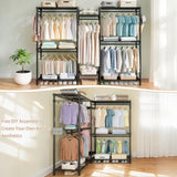 Heavy Duty Garment Rack, Freestanding Closet Organizer, Portable Wardrobe Clothes Rack, Adjustable W3204P318297