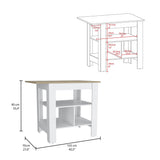 Lisbon Kitchen Island, 3-Tier Shelf and Large Workstation B128P148733